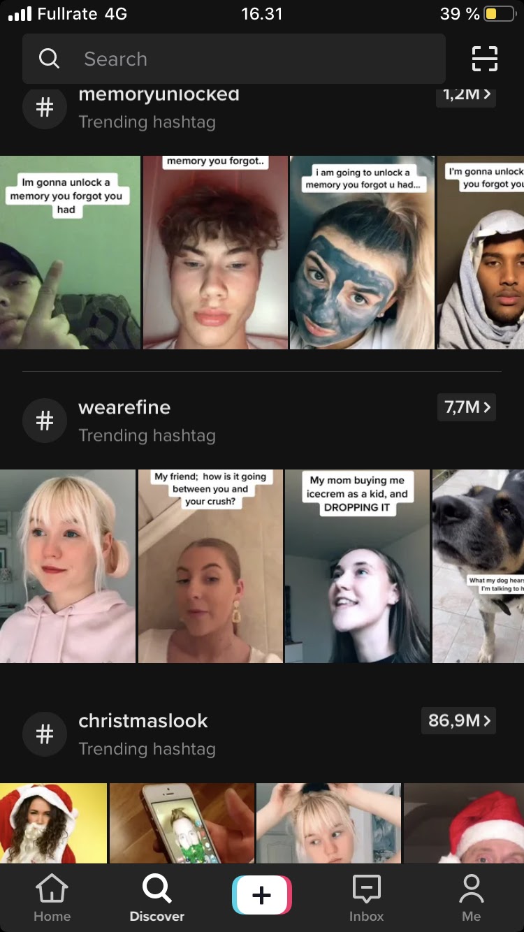 Tik tok videos features faces 