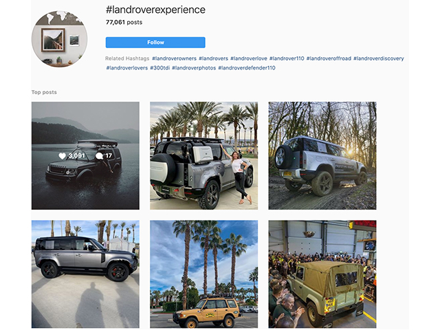 Landrover instagram page